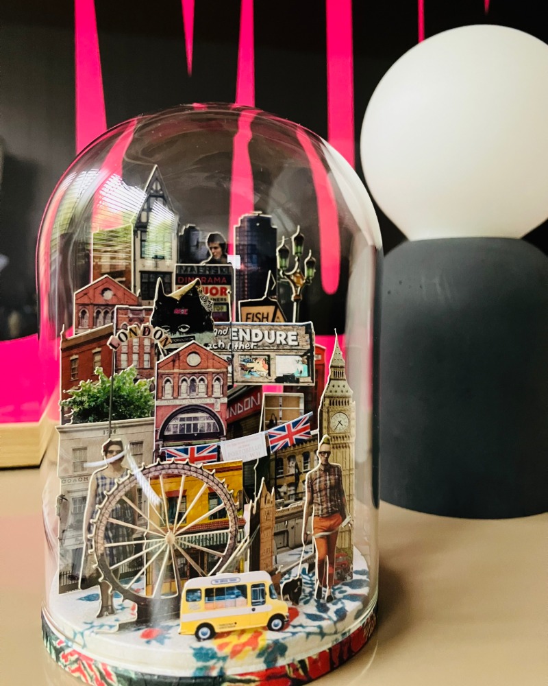 Glass globe London large format by Charlotte Bourrus – Big Ben handmade paper art dome, Etcheaz Zurich