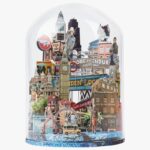 Glass globe London large format by Charlotte Bourrus - handmade paper art, Etcheaz Zurich