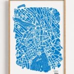Exclusive collaboration etcheaz x Tokiko, printed map Zurich, in Zuri Blau, available at etcheaz, Switzerland