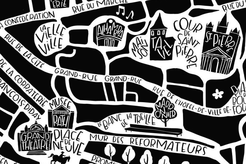 Detail of Geneva city on Tokiko's map