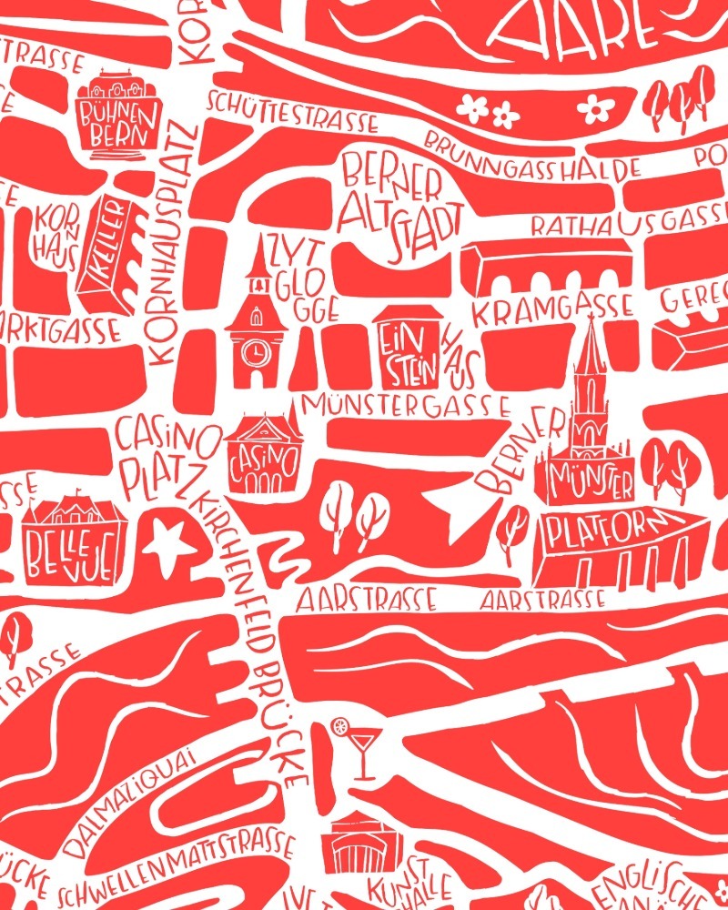 Detail of Bern old town on Tokiko's illustrated map