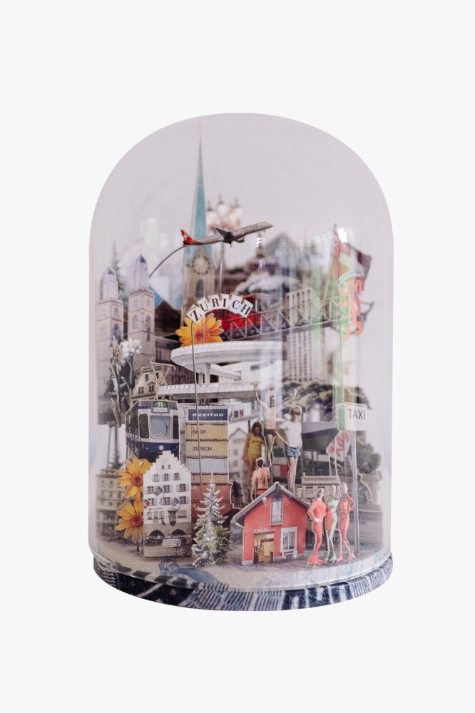 Glass globe Zurich exclusive collab Charlotte Bourrus - handmade paper art, Etcheaz Zurich boutique