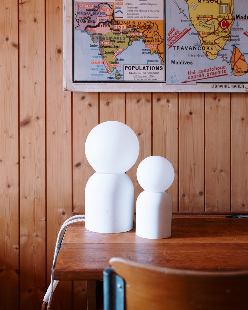 Zuri Lamps are Hand-cast in concrete, made by hand in Biarritz, France. Available at etcheaz, Switzerland