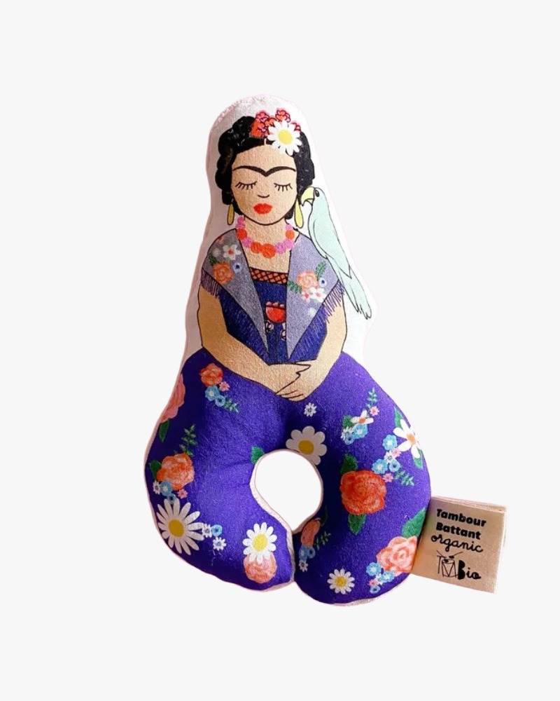 baby rattle Frida Kahlo organic cotton birth gift | etcheaz Switzerland
