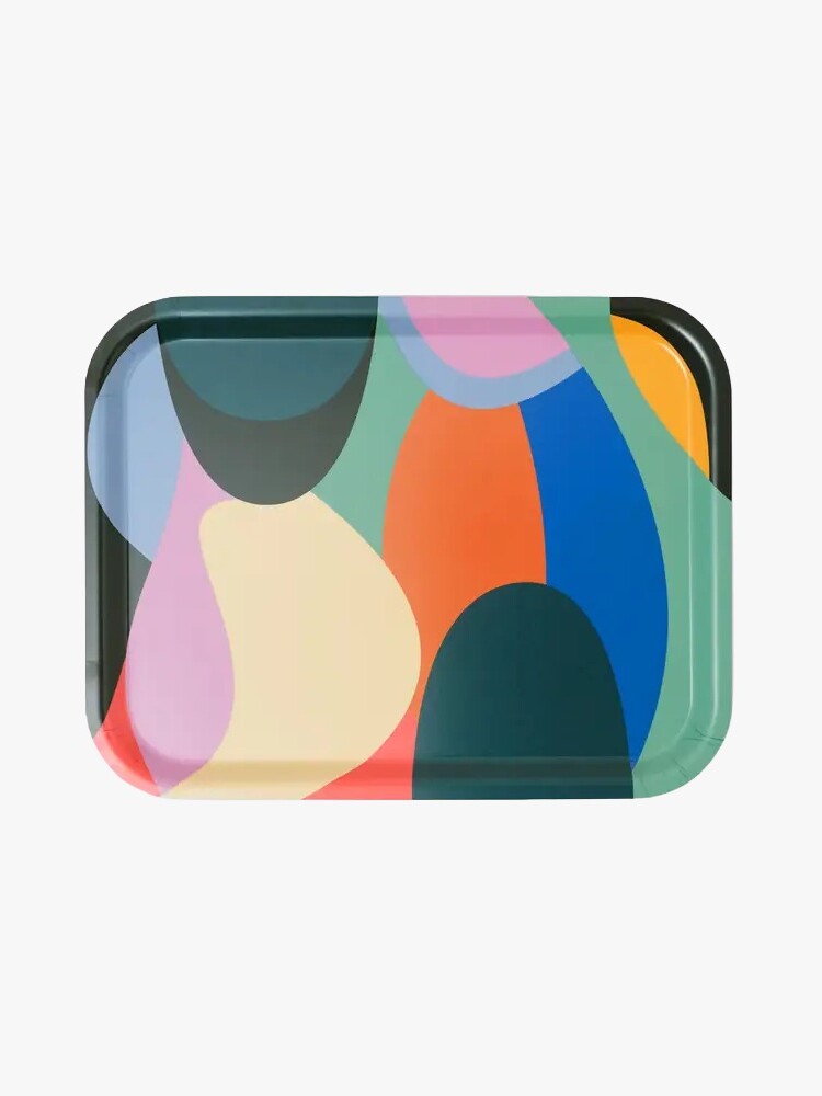 Abstract geometric serving tray illustrated by Alejandra García y Gutiérrez for Wrap