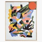 Taquin Abstraction sliding wooden wall art with abstract face design in solid oak frame at etcheaz