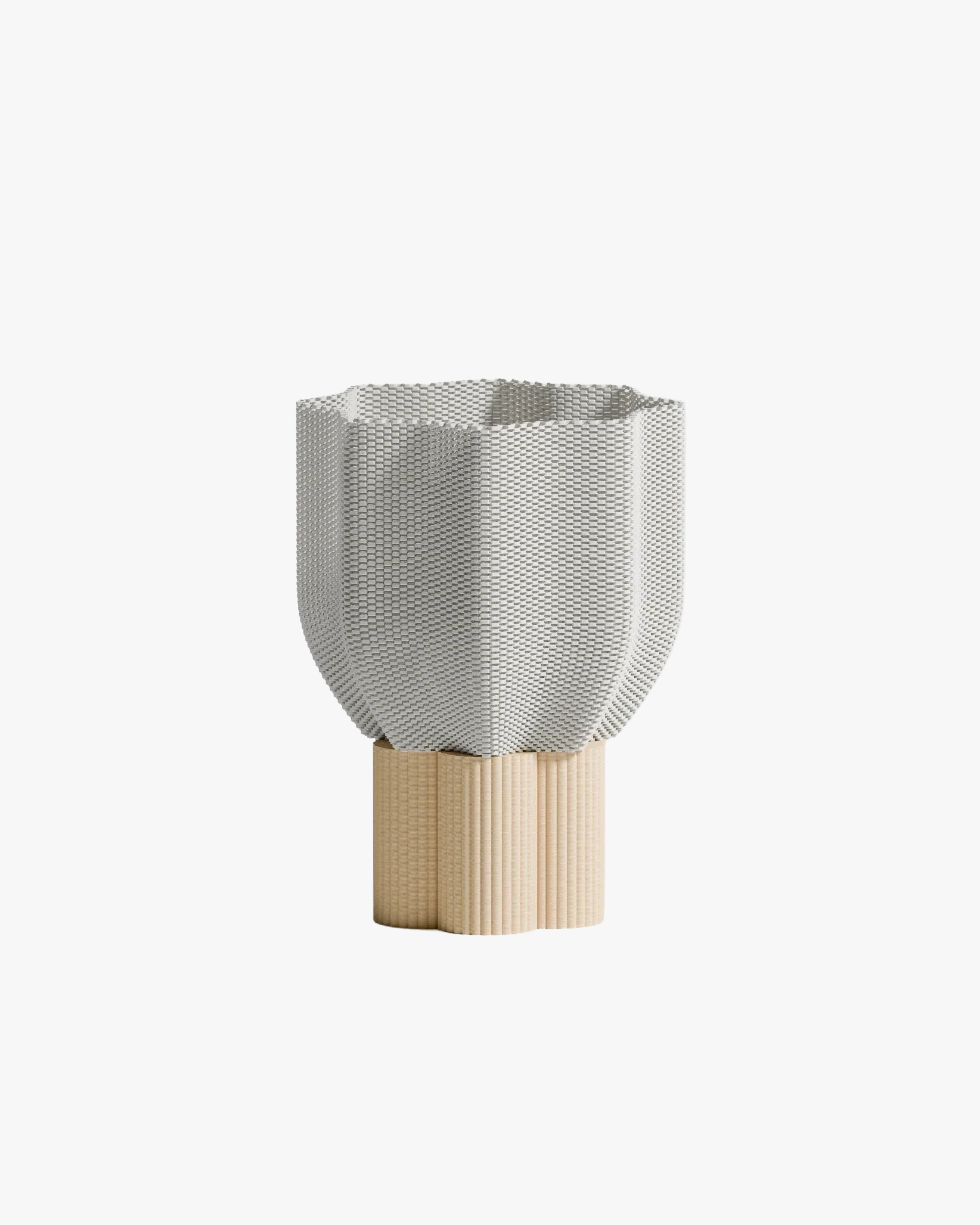 Bloom table in beige, sculptural 3D-printed design
