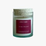 Pink Peony scented candle by Olfair in a clear glass with cork lid, floral peony and rose fragrance handmade in Zürich