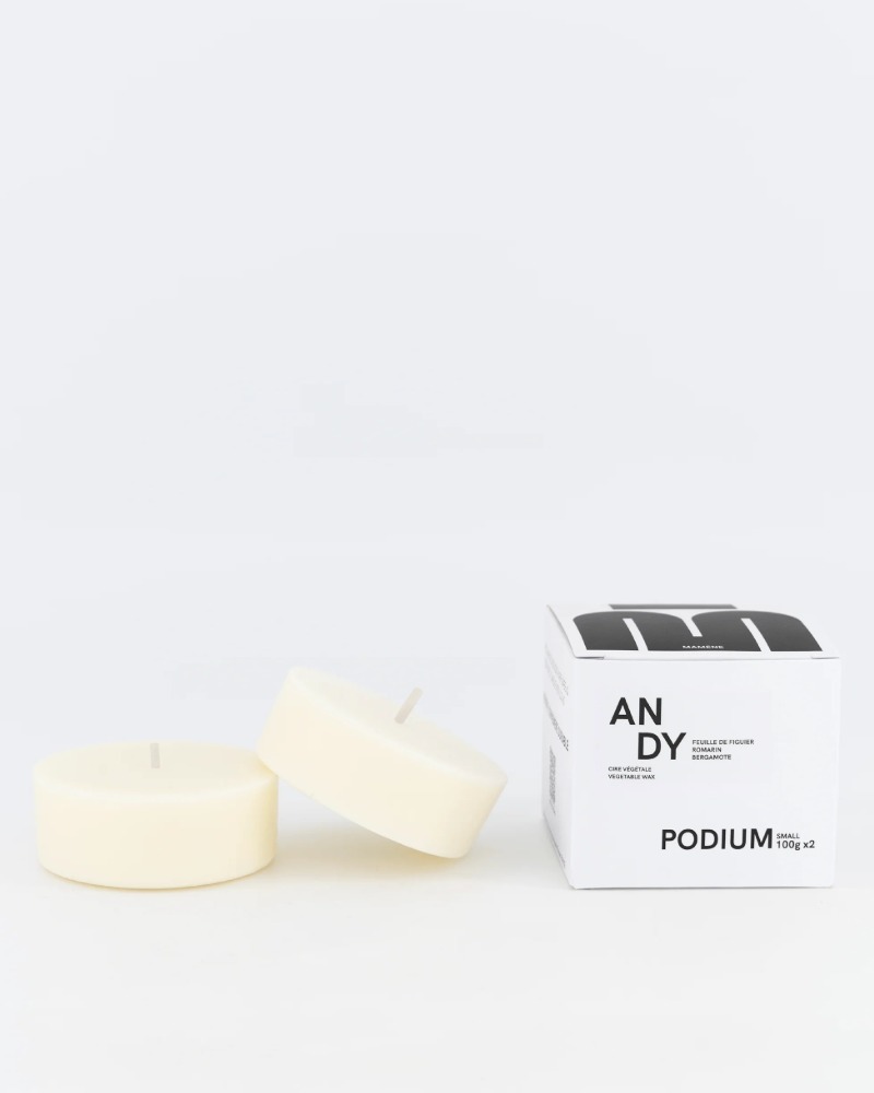 Mamène Podium Small candle refill in fragrance Andy, vegetable soy wax, set of 2