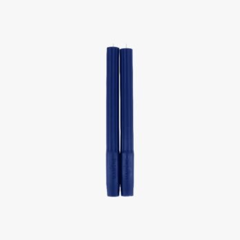 Mamène cobalt blue grooved taper candles, set of 2, 24 cm