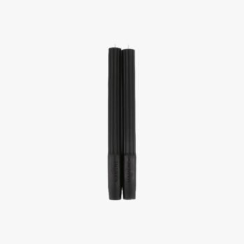 Mamène ink black grooved taper candles, set of 2, 24 cm