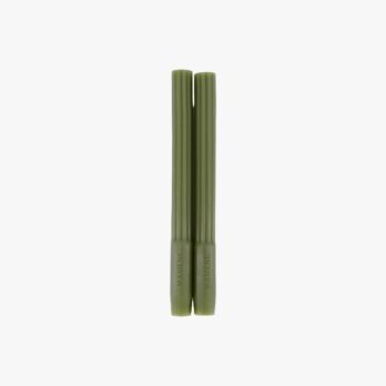 Mamène khaki grooved taper candles, set of 2, 24 cm