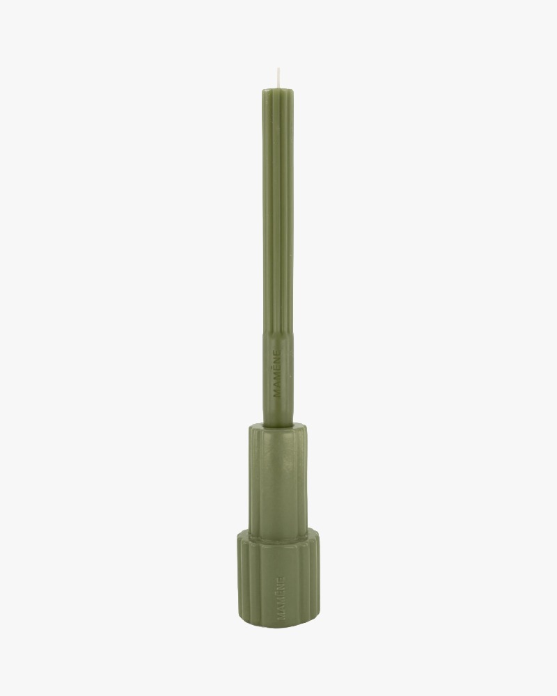 Mamène Lampe candle holder in khaki faience, handmade in Portugal