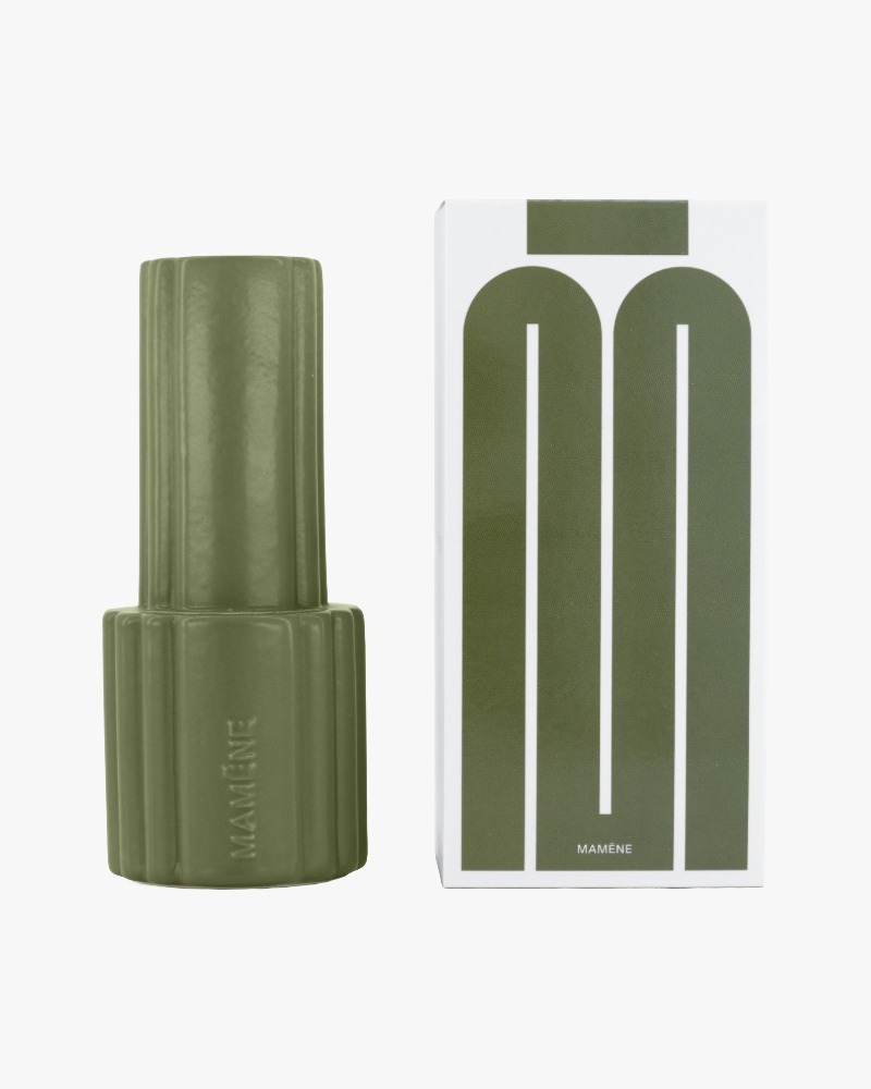 Mamène Lampe candle holder in khaki faience, handmade in Portugal