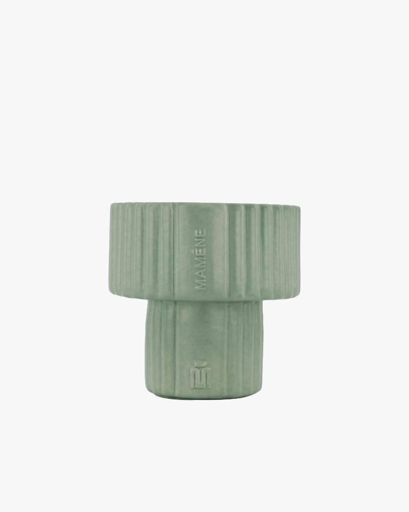 Mamène Podium scented candle size M in verdigris faience, fragrance Andy, green and herbal