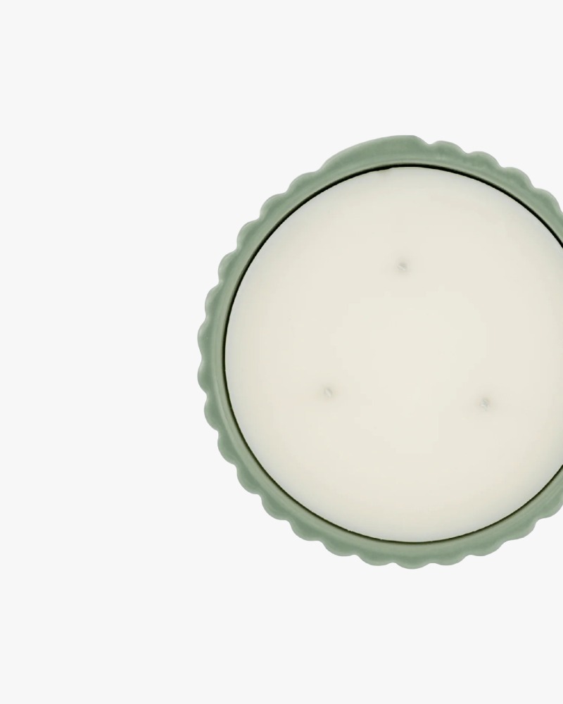 Mamène Podium scented candle size M in verdigris faience, fragrance Andy, green and herbal