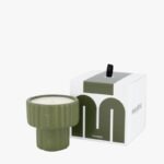 Mamène Podium scented candle size S in khaki faience, fragrance Yvon, woody and green